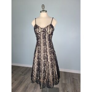 Y2K Niki Livas Sz 6 Babydoll Cocktail Dress Lace Whimsigoth Romantic Beaded